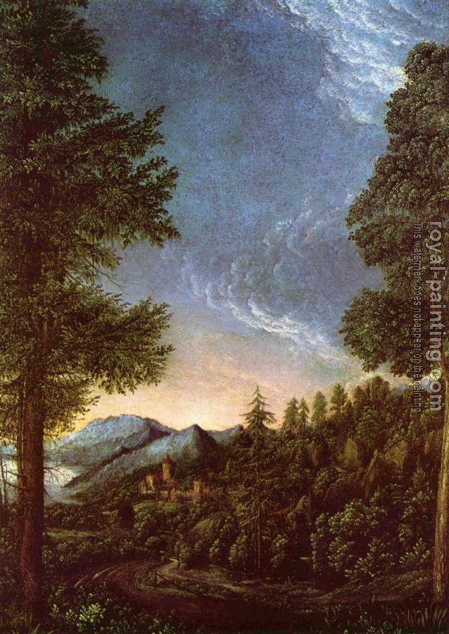 Albrecht Altdorfer : Danube landscape near regensburg with the scarecrow hill